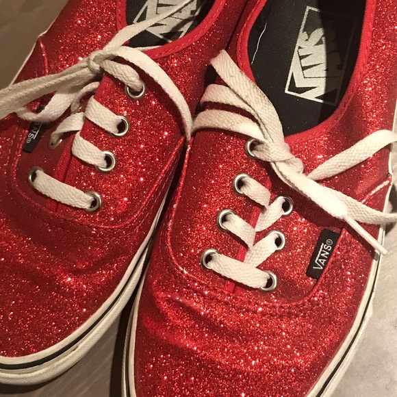 red glitter vans womens